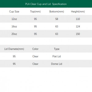 PLA 투명 컵 및 뚜껑